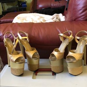 Pleaser Gold Glitter Flamingo